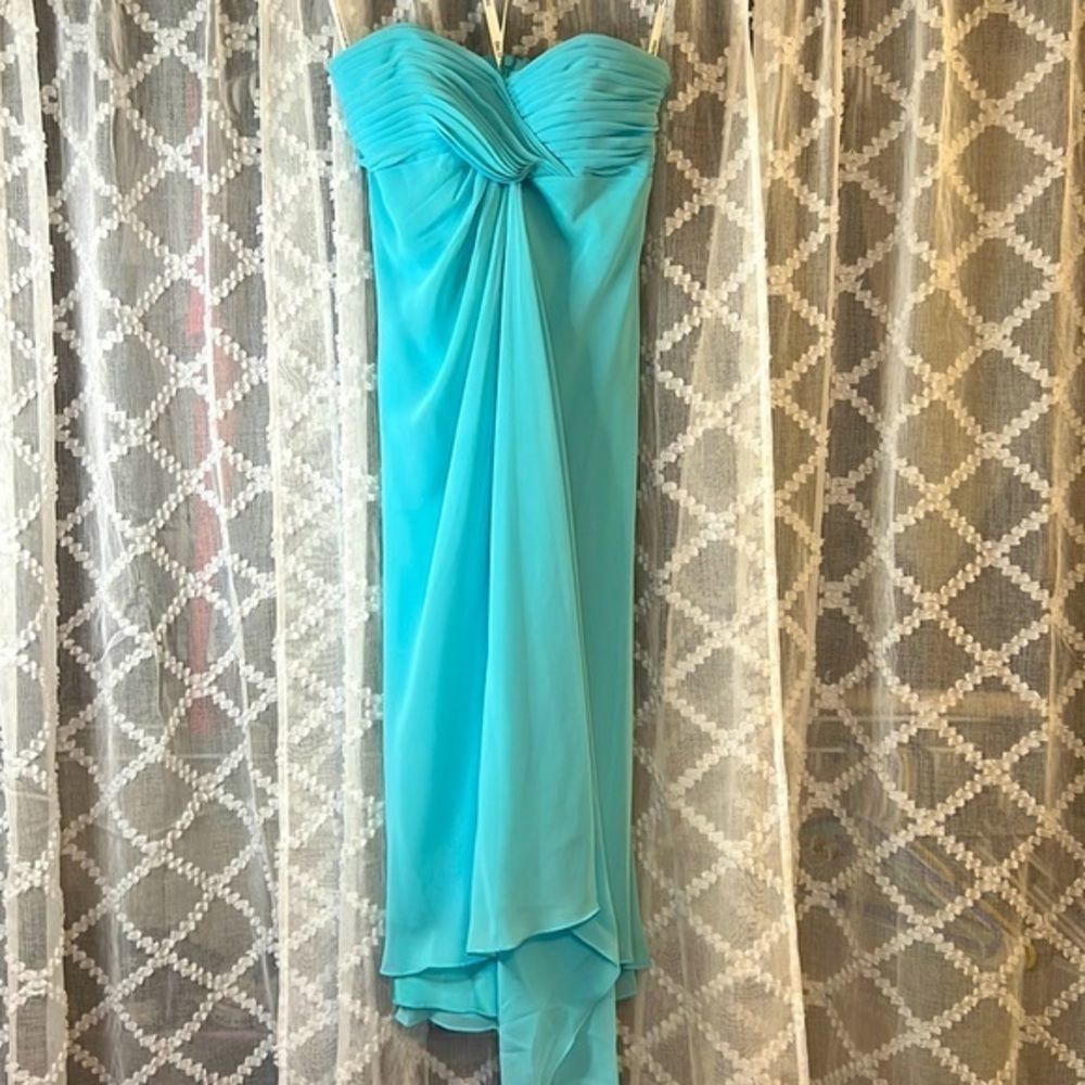 David’s Bridal Strapless Crinkle Chiffon Dress